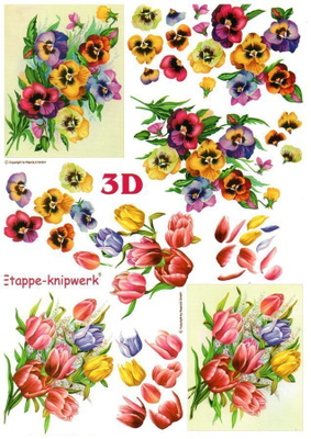3D °°VÄRIKKÄÄT ORVOKIT & TULPPAANIT°° /Etappe-Knipwerk