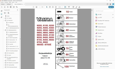 Valtra Valmet 6000 8000 sarjat  -  korjaamokäsikirja ym.