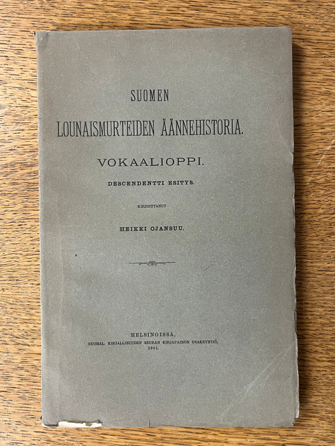 Ojansuu - Suomen lounaismurteiden äännehistoria: Vokaalioppi