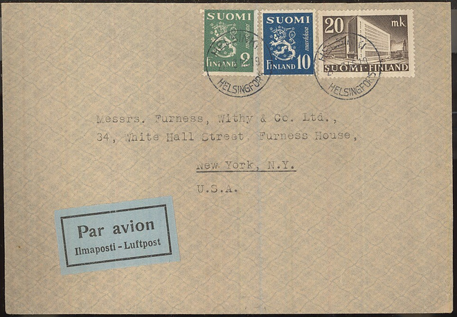 1946 lentokirje USAhan