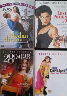4 Kpl Sandra Bullock Elokuvia -DVD.suomitekstein