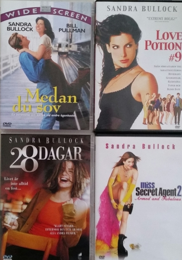 4 Kpl Sandra Bullock Elokuvia -DVD.suomitekstein