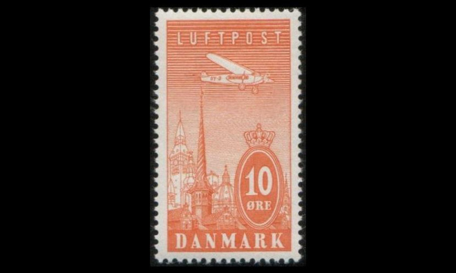 Tanska 217 * Lentoposti 10 öre (1934)