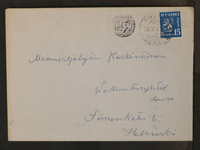 # 24000 # Numeroleima 3432 + Mustio kirje Helsinki - 1949