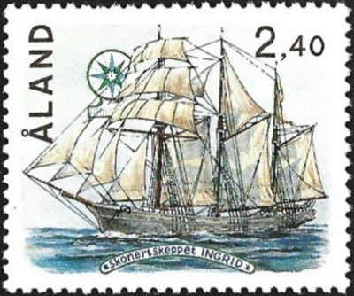 Åland 1988 Purjelaivoja Kuunari Ingrid 2,40 mk ** LaPe 029
