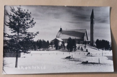 Enontekiö, Enontekiön kirkko, talvikuva (Mäkilä), ei p.