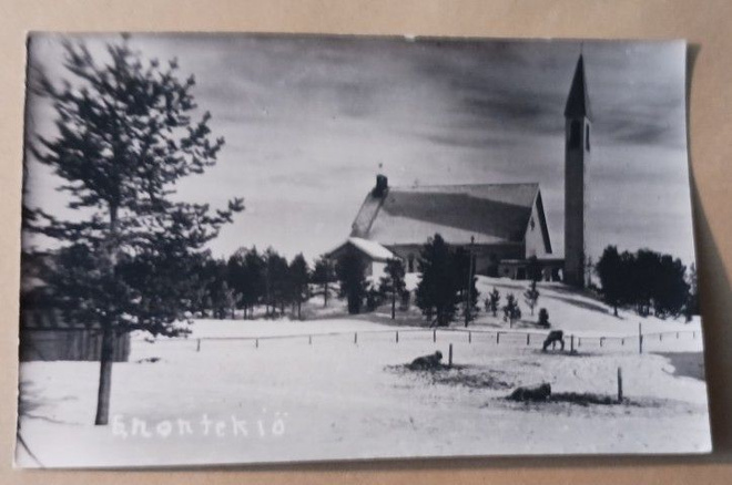 Enontekiö, Enontekiön kirkko, talvikuva (Mäkilä), ei p.