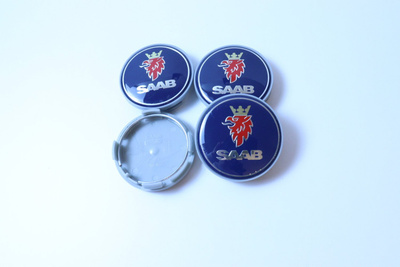 Saab vannekeskiöt – Vakiologo + SAAB, Kromi-sininen-punain