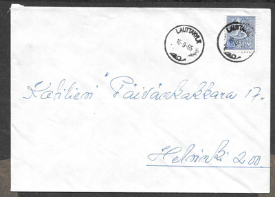 Postilähetys - Yl.m. 0,35 (LAPE 613) Lauttakylä 16.9.65
