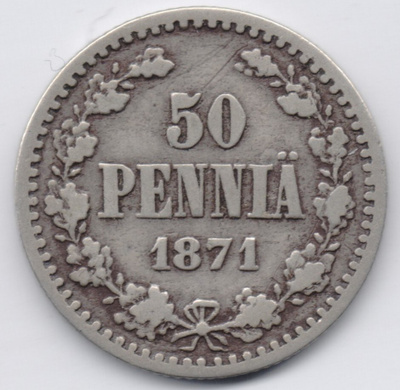 1871 50 penniä tyyppi 2 kl4/3