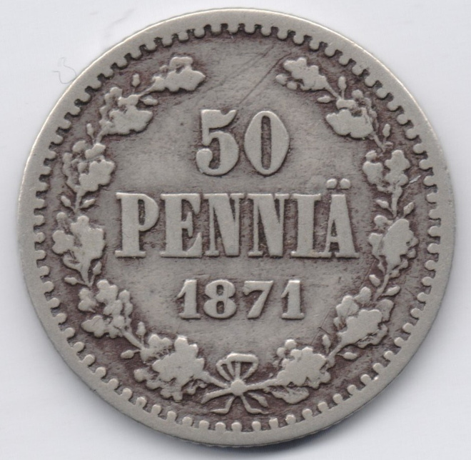 1871 50 penniä tyyppi 2 kl4/3