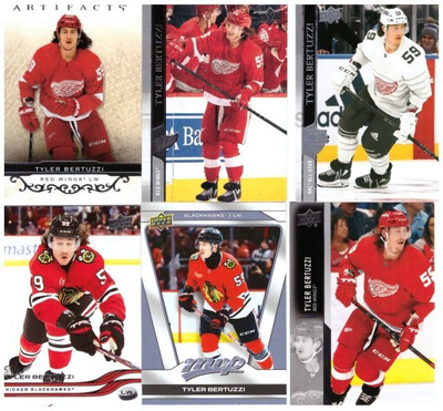 6 x TYLER BERTUZZI Red Wings, Blackhawks