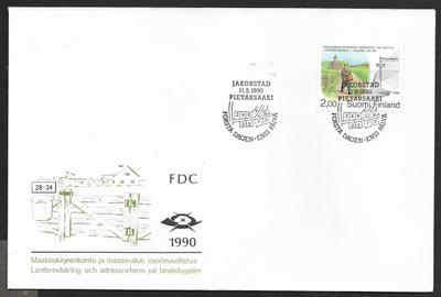 Maalaiskirjeenkanto Suomessa 100v 1990 FDC (LAPE 1110)