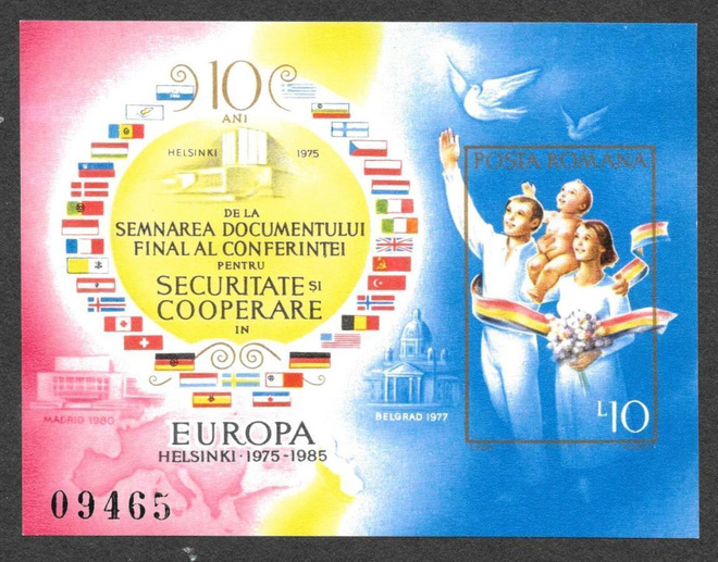 Romania - KSZE konferenssi 1985 (Mic. 4143; BL215) ** blokki