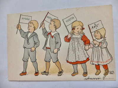 VANHA Postikortti Uudenvuoden Kortti 1904 Kiva