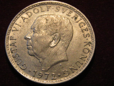 5 kronor 1972 Ruotsi-Sweden. Kustaa VI