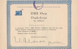 OKK 1942 OHI Oy, Helsinki osakekirja
