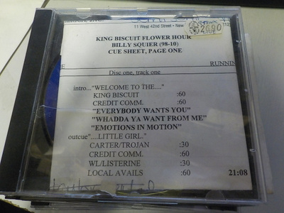 BILLY SQUIER KING BISCUIT FLOWER .. CD LIVE CONERT RADIOSHOW