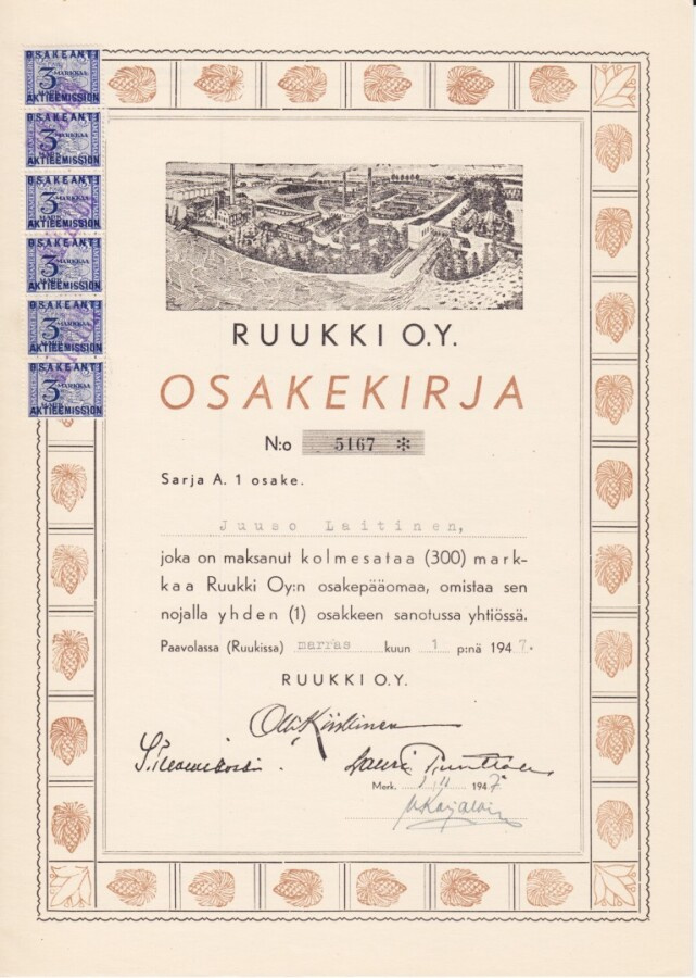 OKK 1947 Ruukki Oy, Siikajoki osakekirja