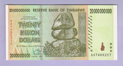 Zimbabwe 20 000 000 000 Dollaria v.2008 UNC P-86