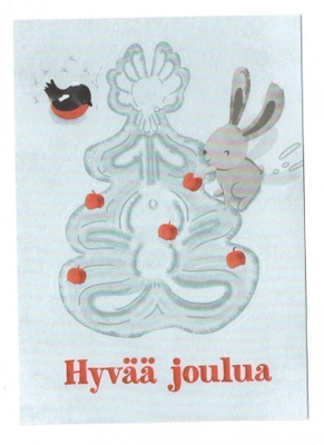 Jänis, joulukuusi, punatulkut #