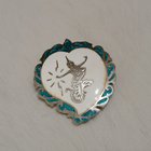 Vintage hopea sydän solki Siam Niello 925 Sterling - pikkukuva 1