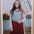 Muinainen puku, nuori leidi koivun alla, vanha väripk, kulk. - pikkukuva 1