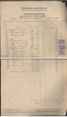 1912 ylöskanto-päiväkirja Valkeakoski