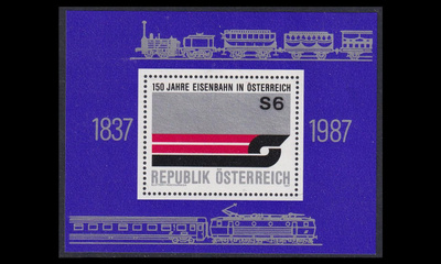 Itävalta 1886BL9 ** Rautatiet 150v (1987)