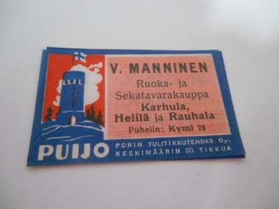 TT Etiketti Puijo V.Manninen Karhula
