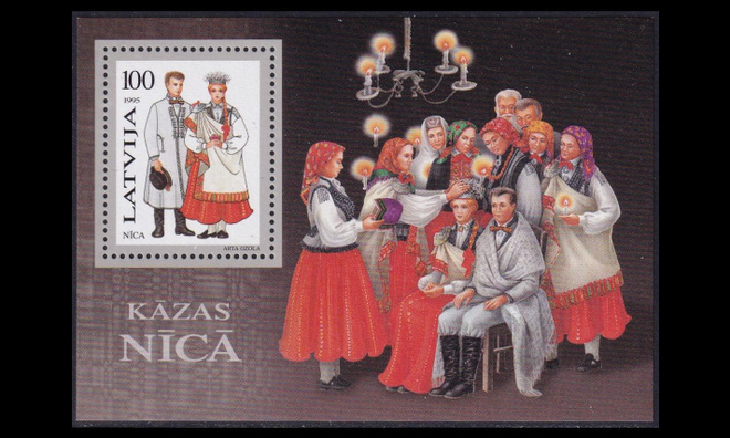 Latvia 408BL6 ** Kansanpukuja (1995)