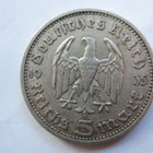 Natsi-Saksa 5 Reichsmark 1935 E Hindenburg hopeaa - pikkukuva 2