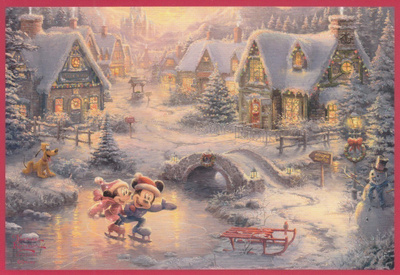 Thomas Kinkade: Mikin ja Minnin luistelut (taittokortti)
