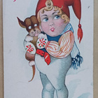 Sievä tonttutyttö koira sylissään, p. 1924 - pikkukuva 1