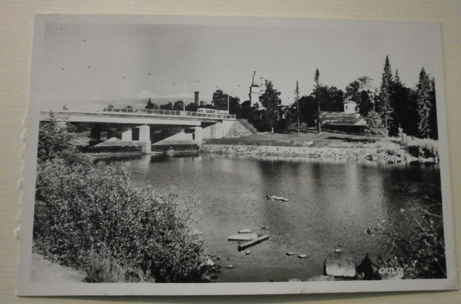 Oulu, silta, kirkko, tähtitorni, vanha valokuvapk, ei p.