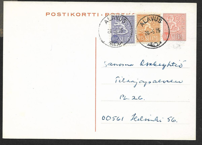Postiläh. - Ehiö + 0,05+0,15 (LAPE 571, 562) Alavus 20.5.75