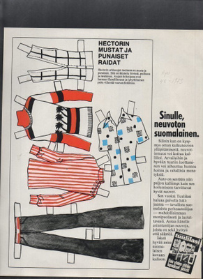 Paperinukke Hectorin vaatteita.
