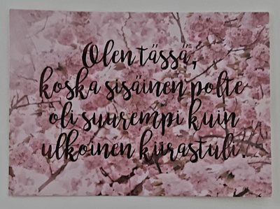 "Olen tässä, koska sisäinen polte..."-KULKEMATON POSTIKORTTI