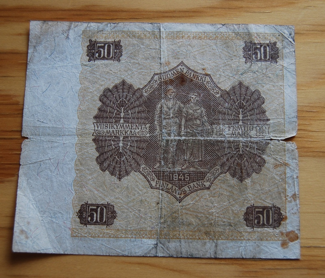 Sota-ajan seteli 50 markkaa 1945 Suomen pankki