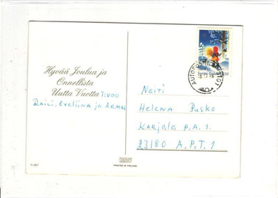 AUTOPOSTITOIMISTO 1- KARJALA P.A.1-23180 A.P.T.1