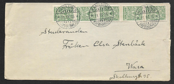 Postil. - 5p 1911 (LAPE 5x62) Karinainen 11.9.1915