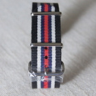 Nato 22mm musta, beige, sininen ja punainen raidoitus - pikkukuva 3