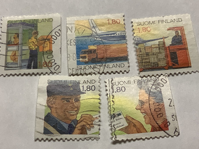 1036-40/ 1988 Alennuspostimerkit o leimattu sarja