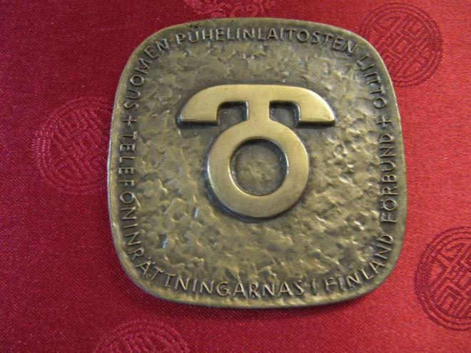 Suomen Puhelinlaitosten Liitto mitali 1957 /Emil Filén.