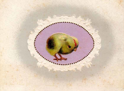 ANTIIKKIKORTTI / Pieni tipu pitsikehyksissä. 1900-l.