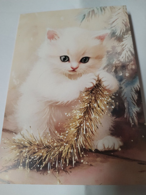 Kissa kortti, kulkematon,vaikka kehyksiin tauluksi.