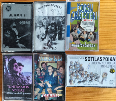 SOTA-AJAN ISKELMIÄ ja MUSIIKKIA 6 KPL KASETTEJA