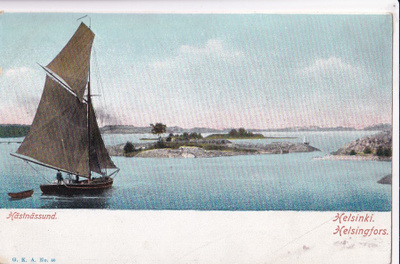 Helsinki. Hästnässund. Postkarte. väri b469