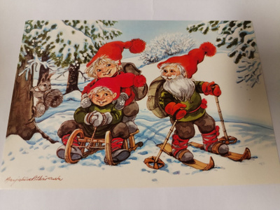 Vanha joulu kortti, kulkematon.