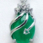 884 .. Silver Vihreä Crystal Riipus Ketju .. Kaulakoru - pikkukuva 1